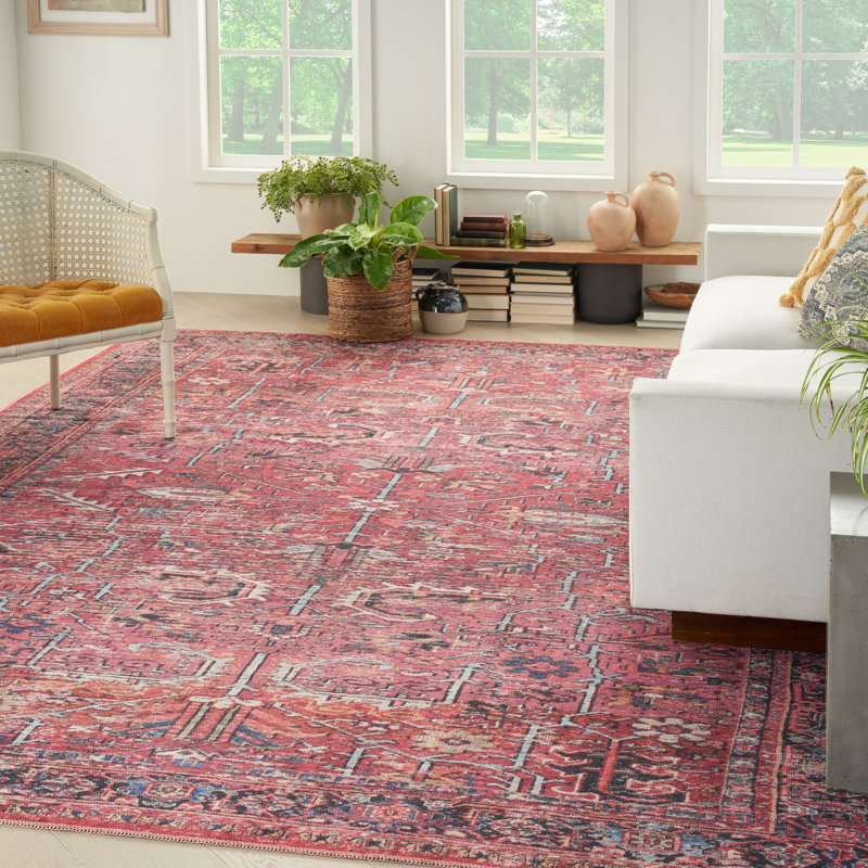 Nicole Curtis Machine Washable Oriental Red Area Rug & Reviews Wayfair